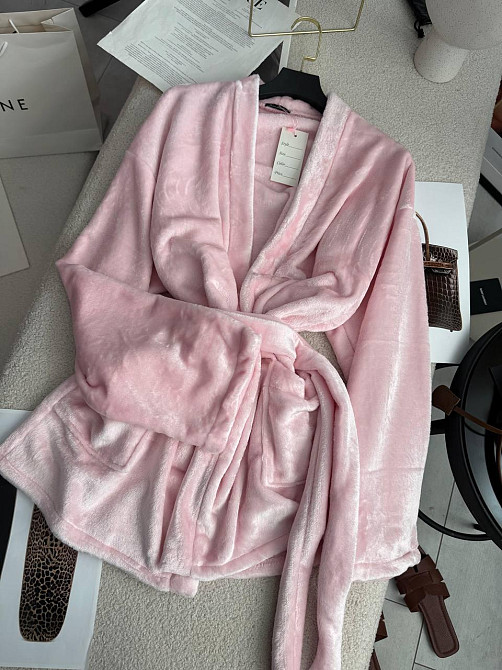 Женский стильный домашний махровый халат Розовый Одесса - изображение 1