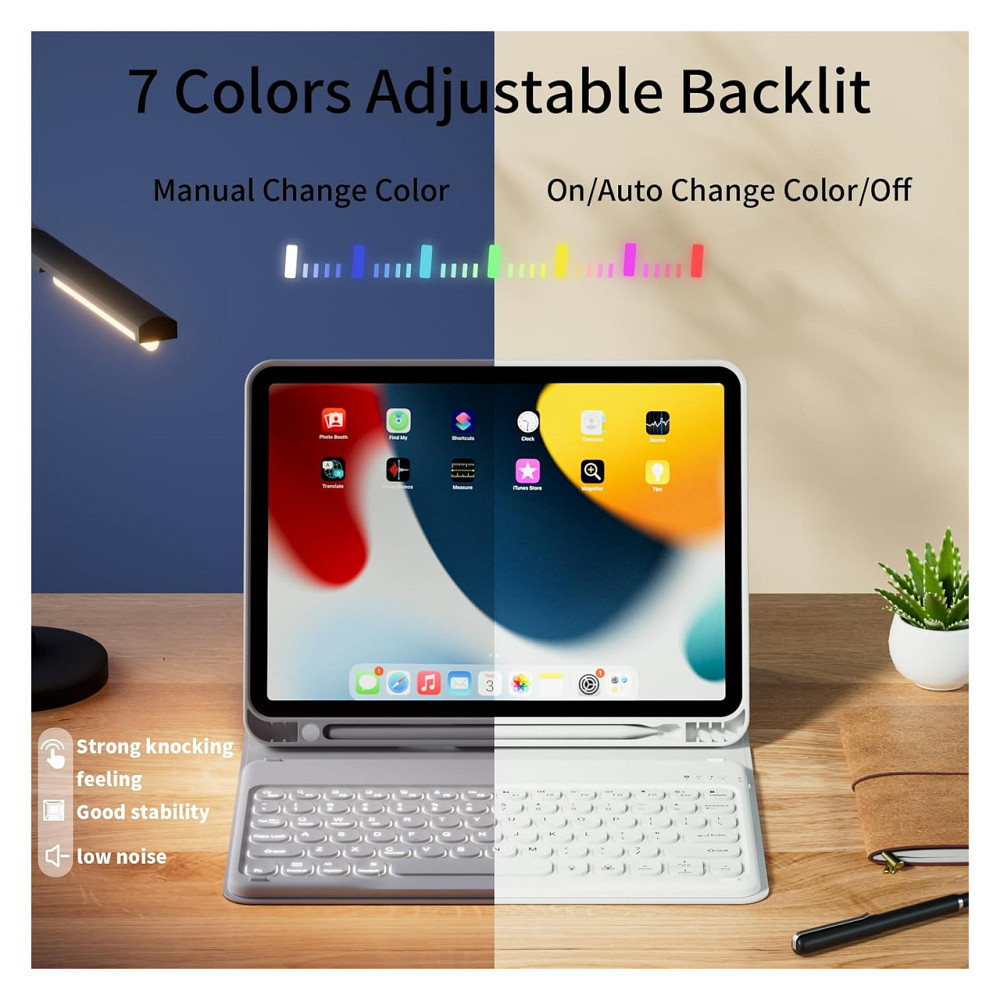 Чохол з клавіатурою кейс GKABXY для iPad A16 10th/11th 10.9/11 дюймів 2022 2025 Bluetooth RGB підсвітка Type-C сірий PU TPU Київ - фото 6