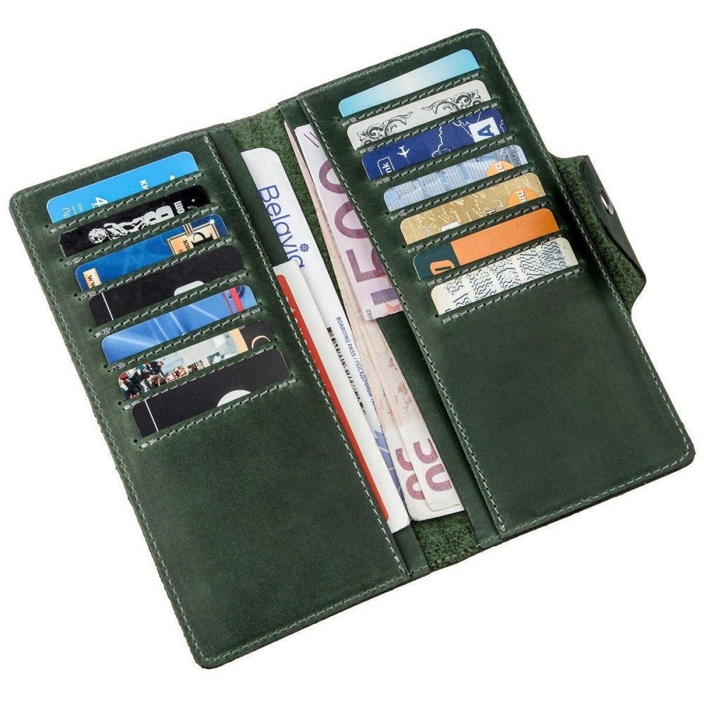 Бумажник унисекс из винтажной кожи SHVIGEL 16168 Зеленый Киев - изображение 5