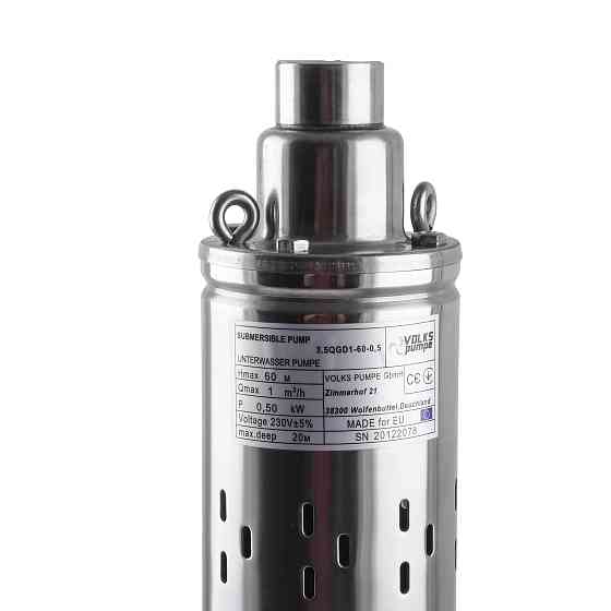 Насос свердловинний шнековий VOLKS pumpe 3,5 QGD 1-60-0,5кВт 3,5  дюйми + кабель 15м Київ