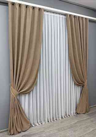Комплект готових штор VR-Textil Мікровелюр Petek YL № 1701ш Капучино 150х295 см 2 шт (33-0602) Київ