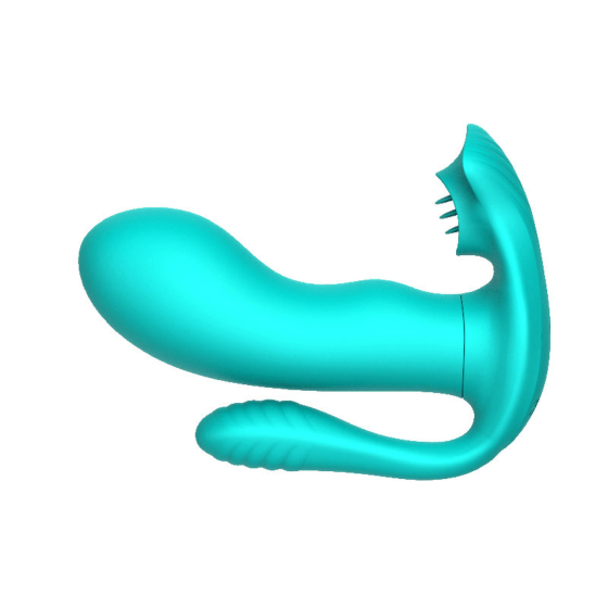 Вибромассажер с анальным и клиторальным стимулятором Boys of Toys - Tongue triple Stimulator GREEN, BS561001-5 Sex Aura Киев