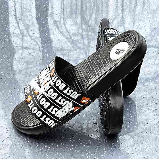 Чорні чоловічі Шльопанці Nike Сланці Білі капці Найк (розміри: 40,41,42,43,44) Дніпро