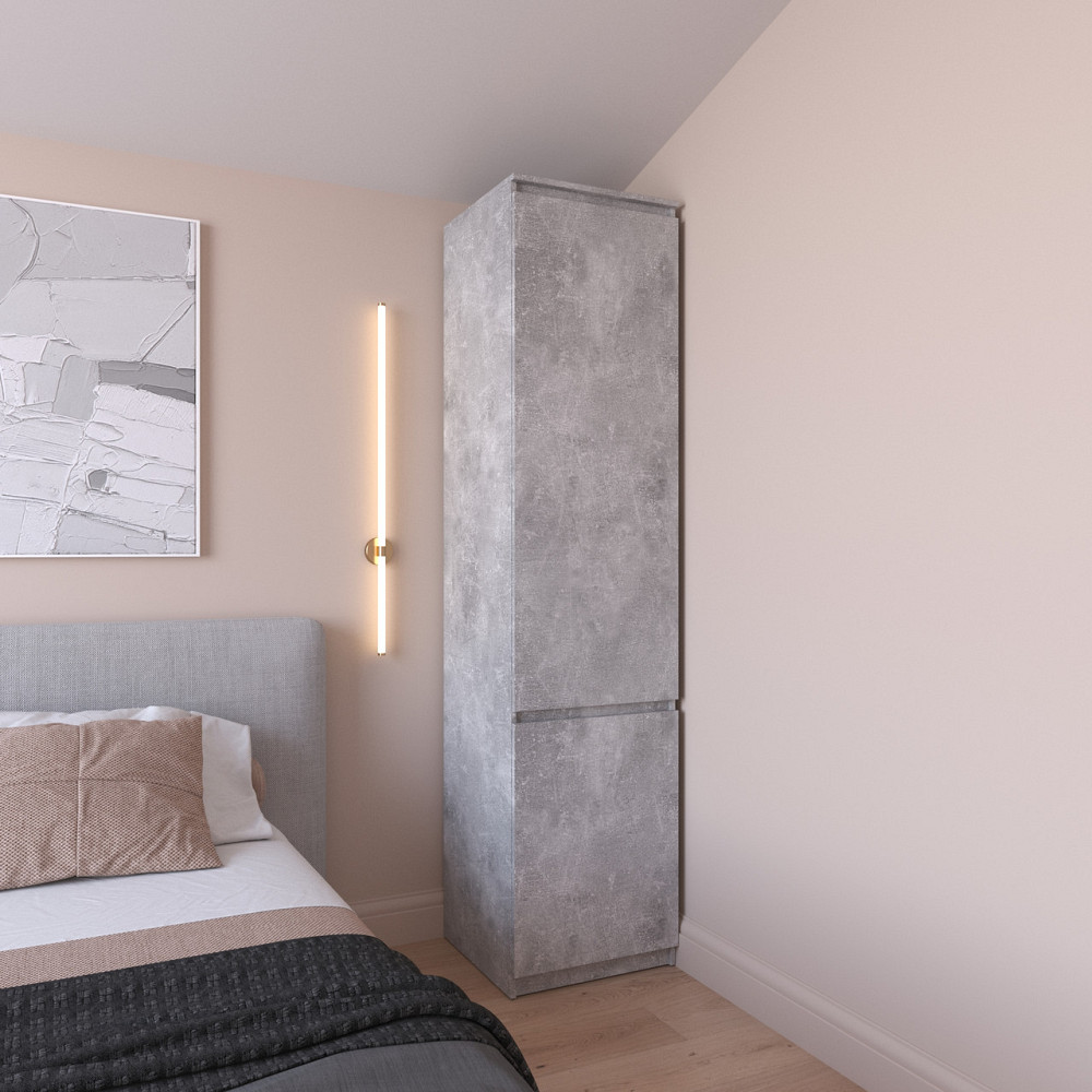 Шафа пенал VAYS R-22 Бетон, з полицями, ЛДСП, 50×50×211 см - для одягу, білизни, зберігання, спальня, передпокій Львів - фото 1