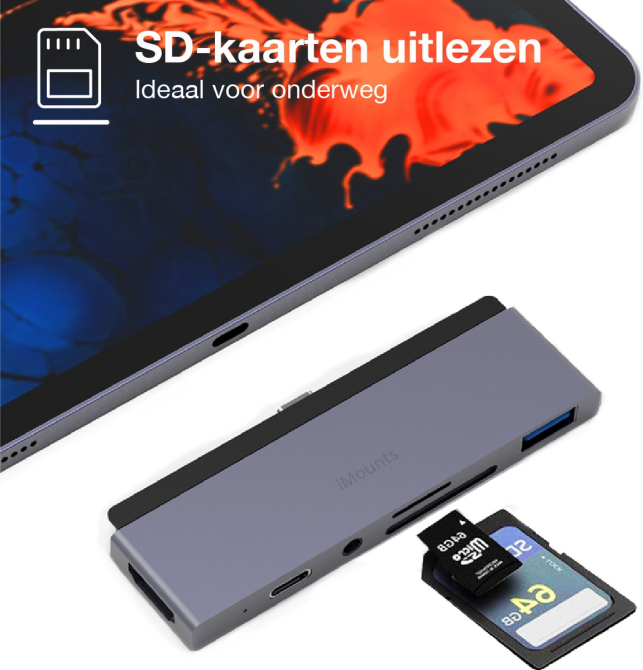 Концентратор USB-C Hub 6-в-1 для iPad Pro / Air: 4K HDMI, USB 3.0, PD 100Вт, SD, 3.5мм Aux — Магнітна док-станція Київ - фото 10