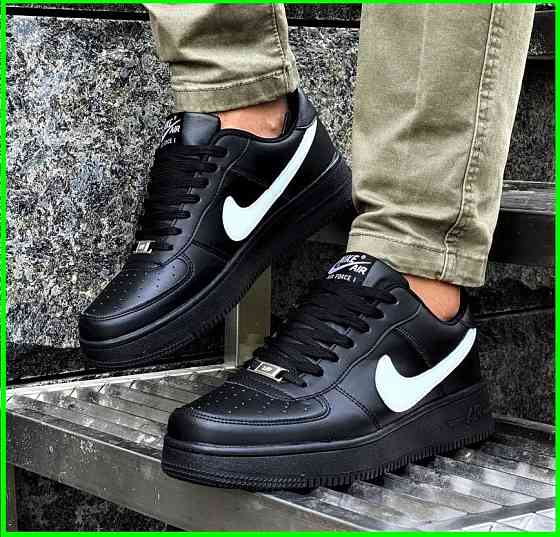 Термо Кросівки Nike Force Чорні Чоловічі Шкіряні Найк Форси Єврозима (розміри: 41,42,43,44,45) Дніпро