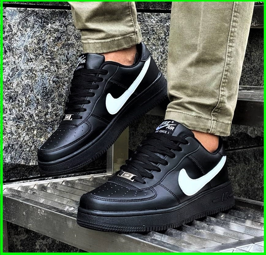 Термо Кросівки Nike Force Чорні Чоловічі Шкіряні Найк Форси Єврозима (розміри: 41,42,43,44,45) Дніпро - фото 5