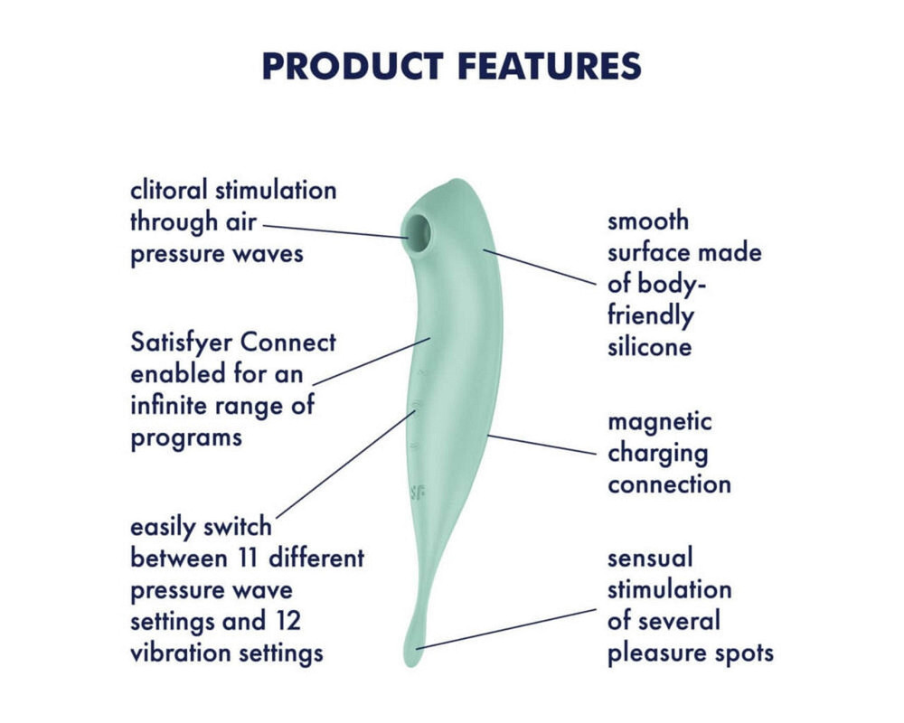 Вибратор с волновой стимуляцией Satisfyer Twirling Pro с приложением, мятный Sex Aura Киев - изображение 4