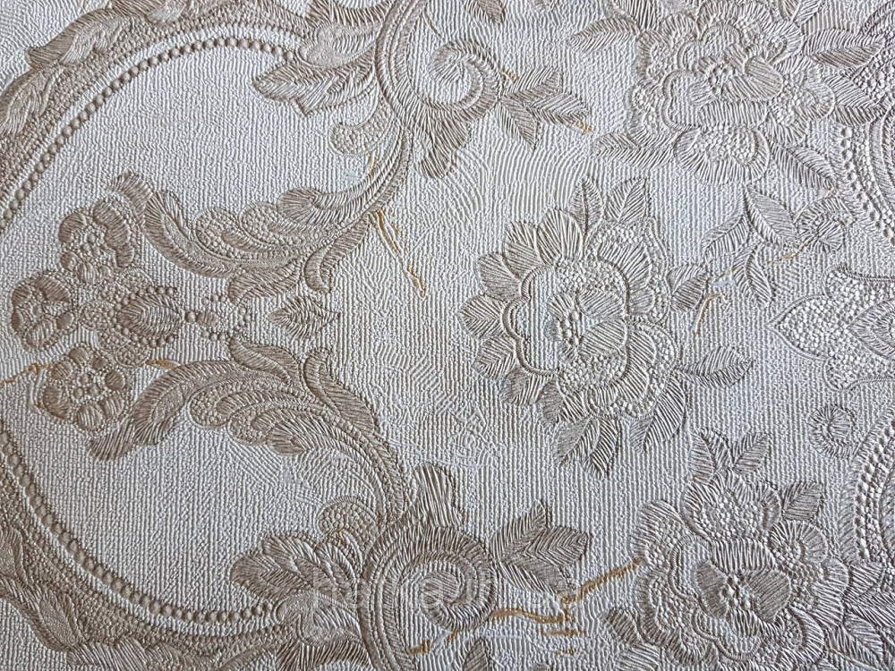 Шпалери метрові вінілові на флізелін Grandeco Poem вензелі структурні золотисті на молочному Київ - фото 4