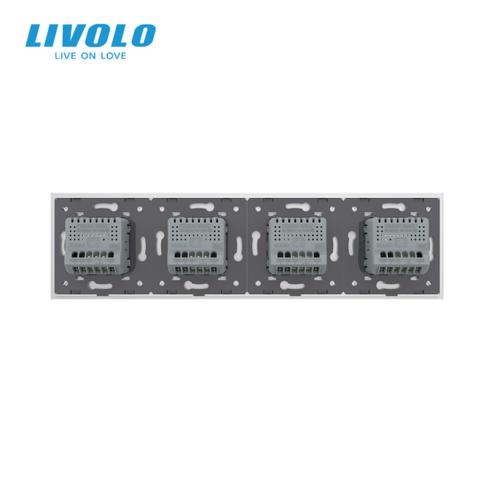 Сенсорний вимикач 4 сенсора (1-1-1-1) Livolo сірий скло (VL-C704-15) Коломыя