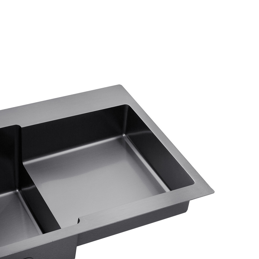 Кухонная мойка с нержавеющей стали Kroner KRP Schwarze - 78х48LHM PVD (3/1 мм) черная Киев - изображение 5