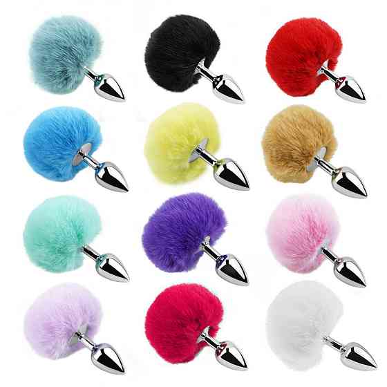Анальна пробка з хвостом EGZO - Bunny Tail Silver Plug Brown, size S Sex Aura Київ