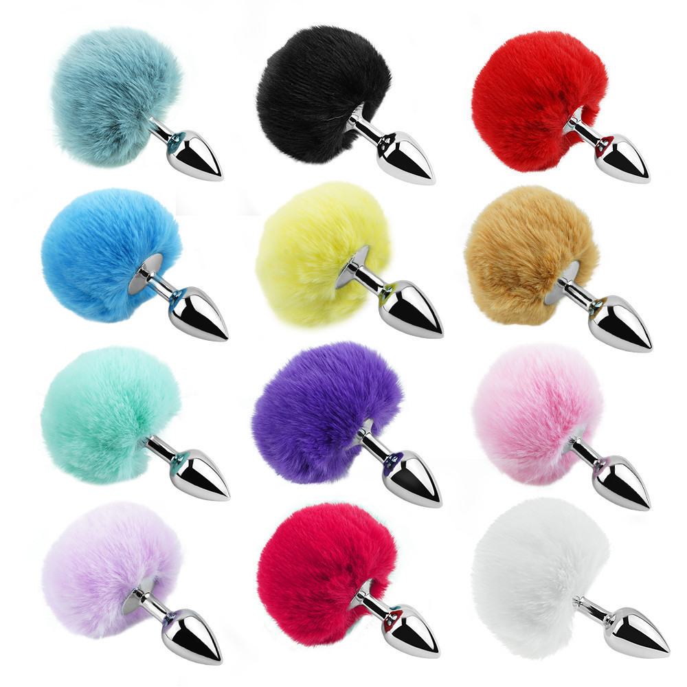 Анальна пробка з хвостом EGZO - Bunny Tail Silver Plug Brown, size S Sex Aura Київ - фото 3
