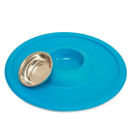 Миска металева для собак і котів Volcano з м'яким ковриком, миска антибруд, 36 см Київ