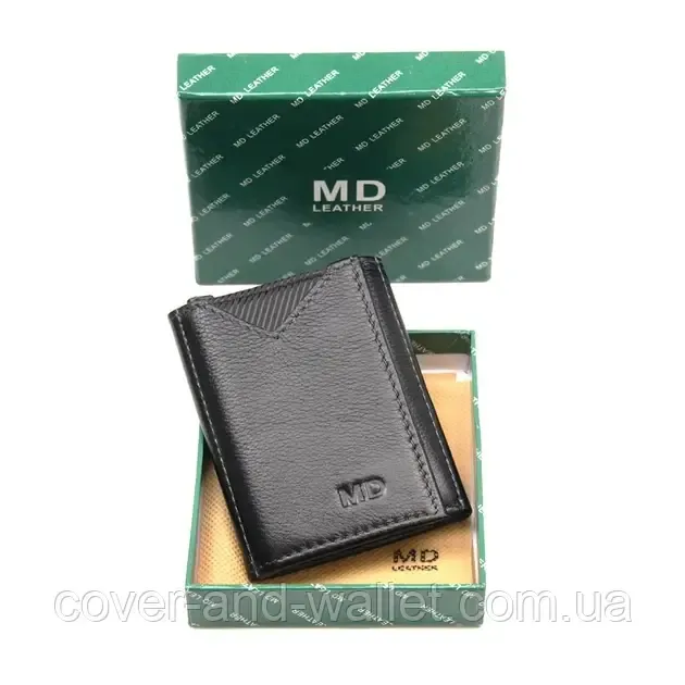Черный мужской маленький бумажник из натуральной кожи MD 610 Киев - изображение 10
