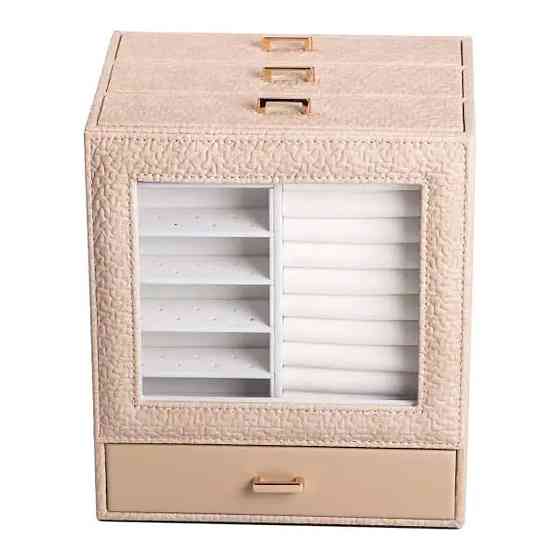 Yiwu Скринька для прикрас з еко шкіри 3 яруси органайзер для ювелірних виробів HP-5-16CR Коломыя