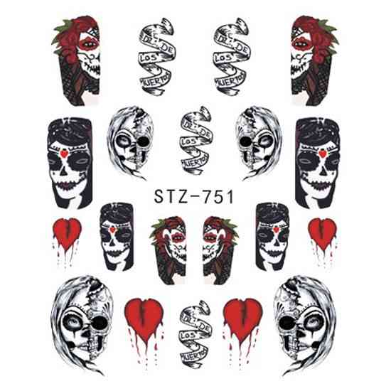 Наклейки для нігтів Хелловін 54 на 63 мм чорно-червоний Київ