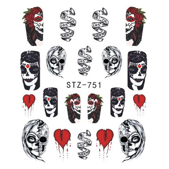 Наклейки для нігтів Хелловін 54 на 63 мм чорно-червоний Київ - фото 1