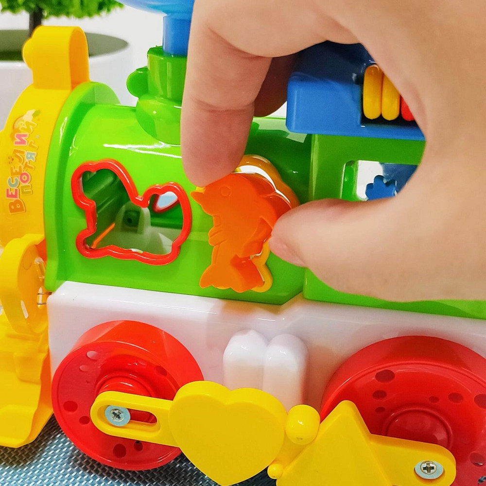 Паровоз розвиваючий TK Group озвучка на батарейках пищалка на трубі підсвічування Зелено-синій (93866) Чернігів - фото 4