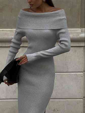 Женское элегантное платье с открытыми плечами турецкая ангора рубчик Одесса