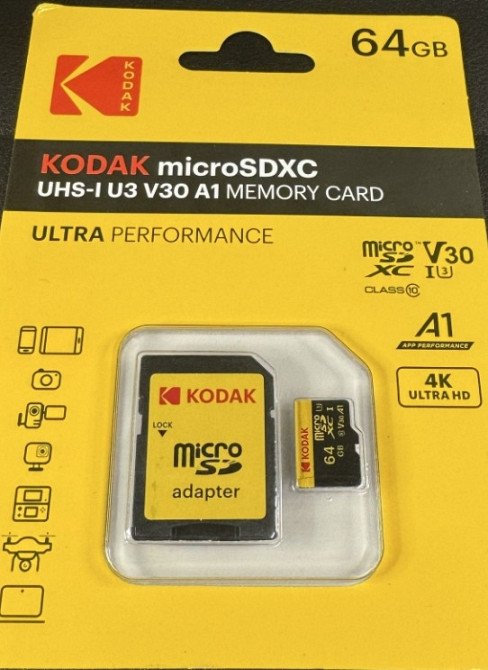 Карта пам'яті Kodak micro SD 64 128Гб з адаптером. Київ - фото 1
