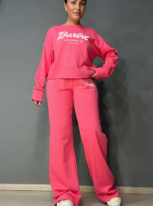 Костюм женский Quzen 485-485 Barbie оверсайз свитшот и брюки палаццо розовый, розовый, S Киев - изображение 1