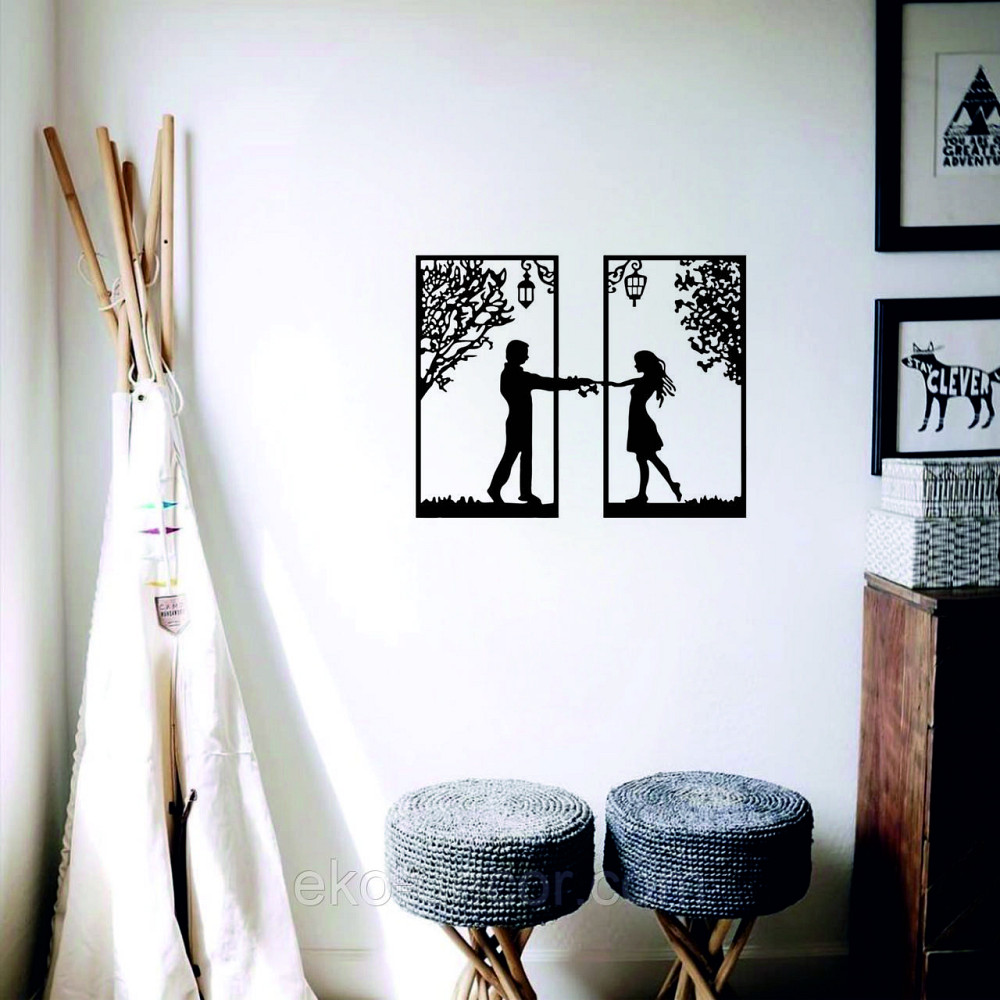 Декоративное настенное Панно «Девушка и парень» Декор на стену 70*55 см, Черный Киев - изображение 7