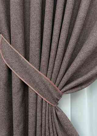 Комплект готовых штор VR-Textil Лен ELEMENTA № 1870ш Коричневый 150х270см 2 шт (33-0859) Киев