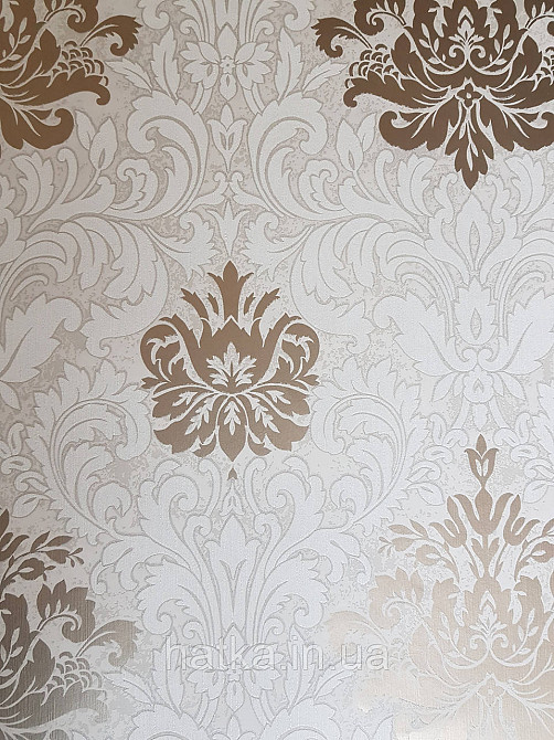 Шпалери метрові вінілові на флізелін Marburg Villa Romana класика вензелі завитки золотисті білі бежеві Київ - фото 4