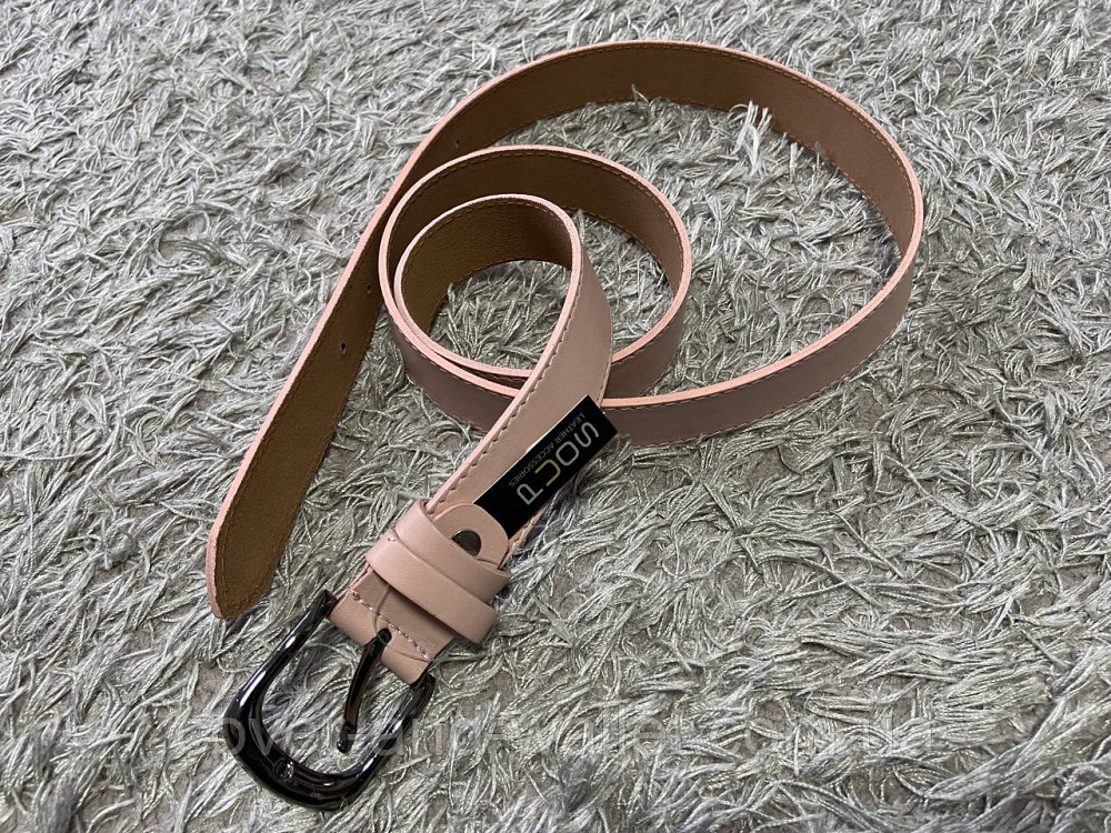 Жіночий світло-рожевий ремінь з гладкої шкіри високої якості 30мм PS Leather Київ - фото 3