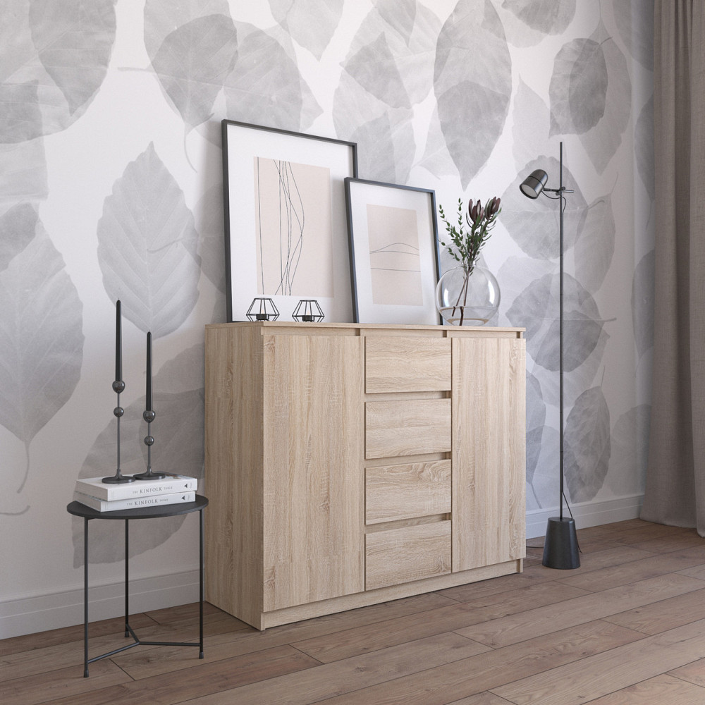 Комод VAYS R-11, 4 шухляди та 2 відділення з полицями, без ручок, ЛДСП, 120×40×98 см - для спальні, вітальні, передпокою Львів - фото 3