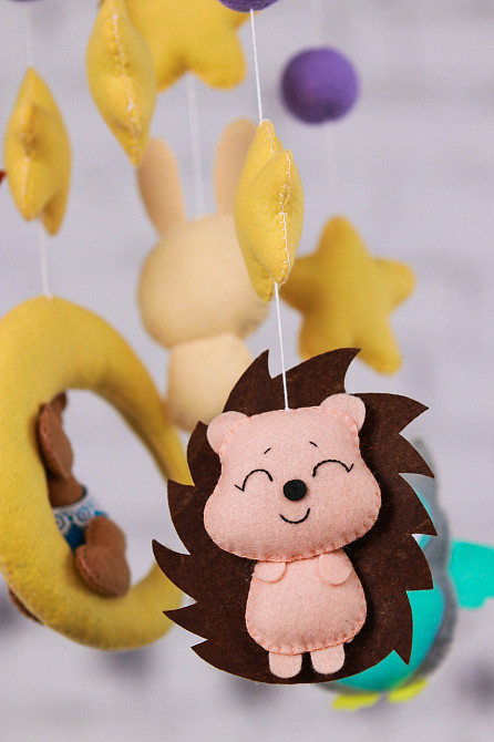 Дитячий мобіль на ліжечко для немовлят WooolyWool «Веселі друзі» Київ - фото 4