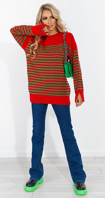 Стильний светр у смужку (48-52) Київ - фото 2