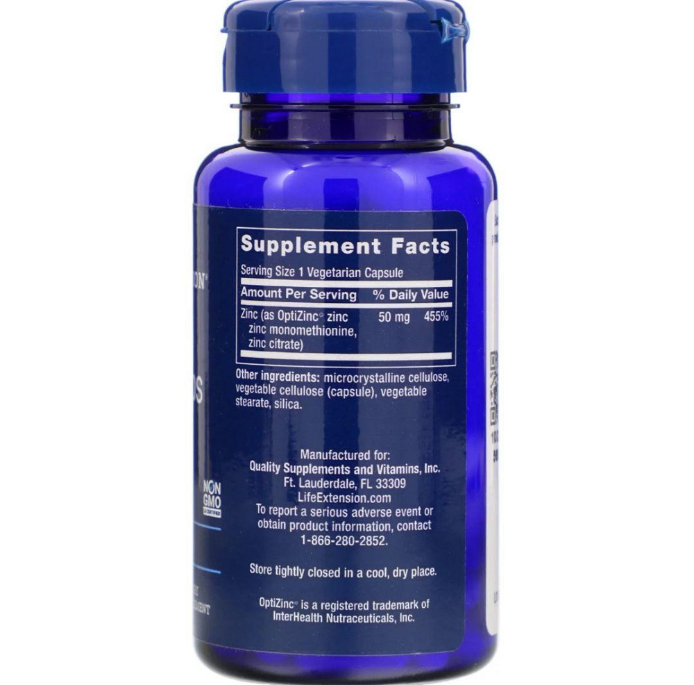 Цинка цитрат Life Extension Zinc Caps 50 мг 90 капс Киев - изображение 3