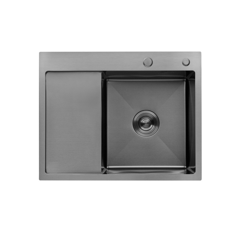 Кухонная мойка с нержавеющей стали интегрированная Kroner KRP Schwarze - 6350RHM PVD (3/1 мм) черная Киев - изображение 1
