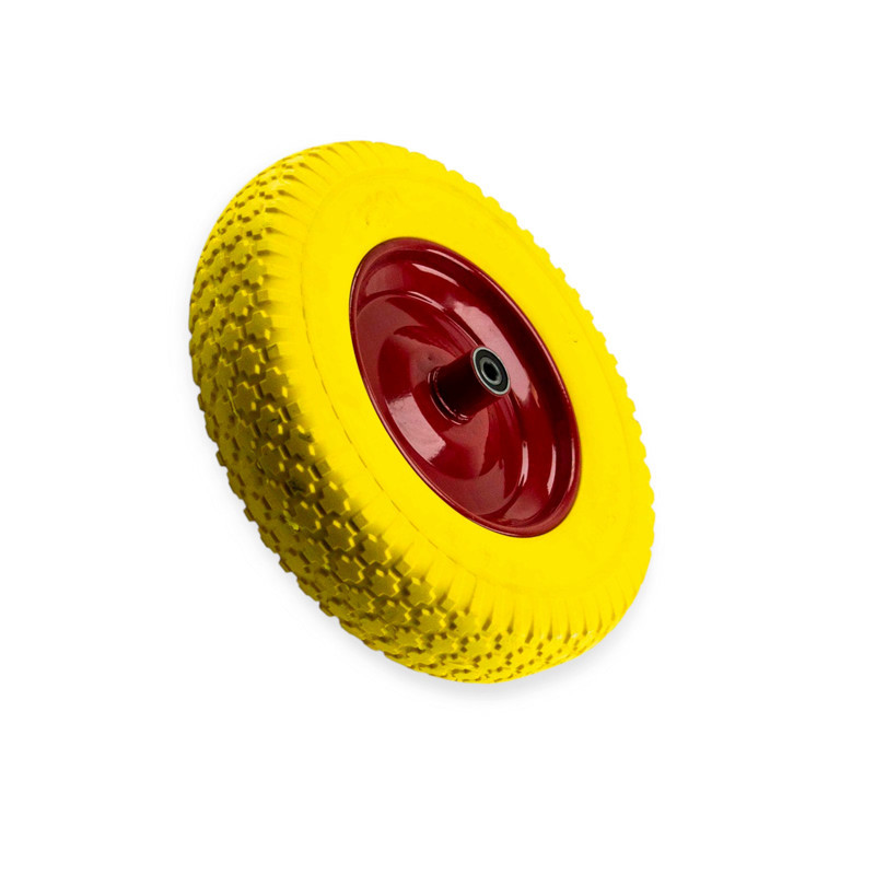 Колесо збору тачка силікон жовте 4,00-8 диск під вісь 12 мм без осі Мукачево - фото 1