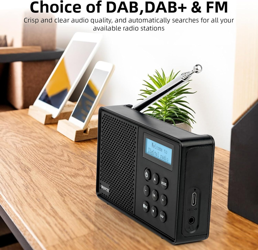 Портативний цифровий радіоприймач WOVTE DAB/DAB+/FM з Bluetooth акумуляторний кишеньковий міні приймач Чорний Київ - фото 3