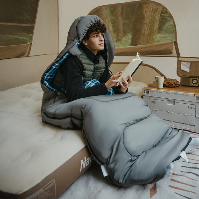 Спальный мешок с капюшоном Naturehike Clear Sky CNK2450WS042 (220 х 80см) Серый Винница - изображение 7