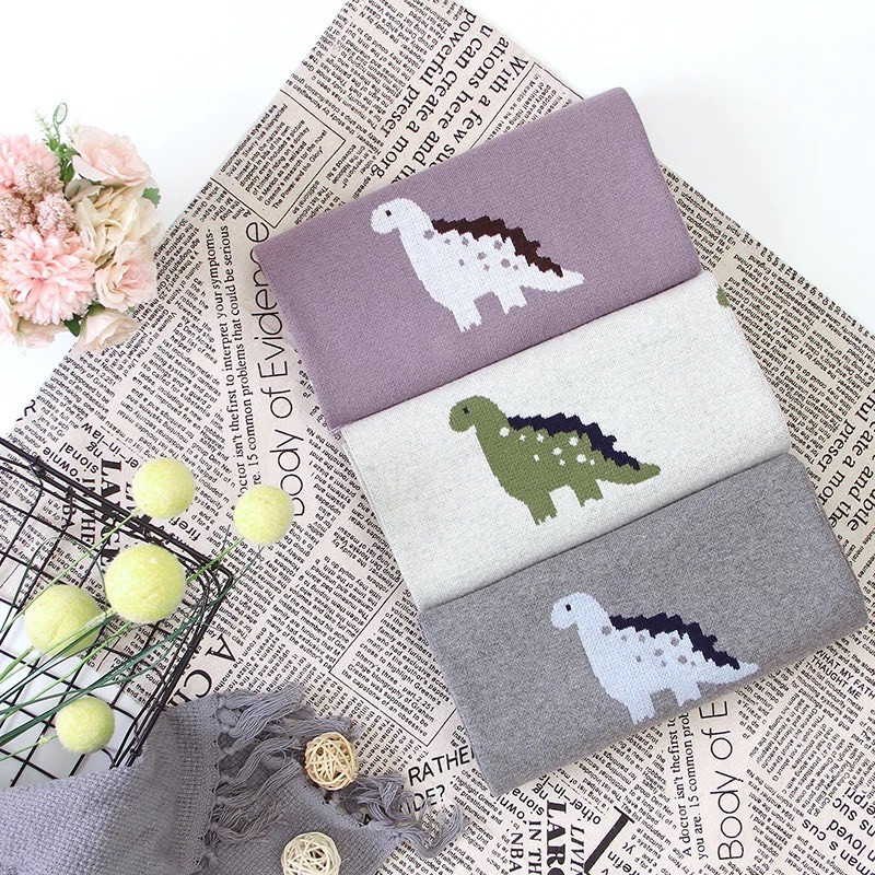 Плед Детский Lovely Svi Хлопок 80х100 см Вязаный Серый Динозавры Киев - изображение 6