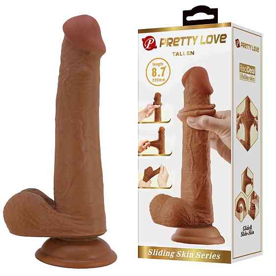 Фалоімітатор з мошонкою PRETTY LOVE TALLEN 8.7(220mm) Sliding Skin Series TPR, Suction base Sex Aura Київ