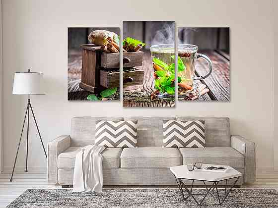 Модульная картина в гостиную / спальню Чашка чаю Art-626_3 70x130 см Киев