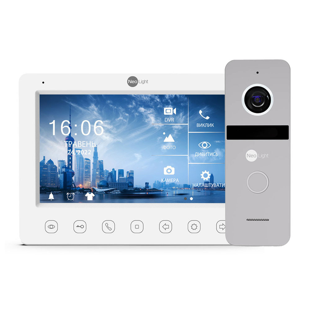 Комплект відеодомофона Neolight NeoKIT FHD Pro Silver: відеодомофон 7" з детектором руху і 2 Мп відеопанель Київ - фото 1
