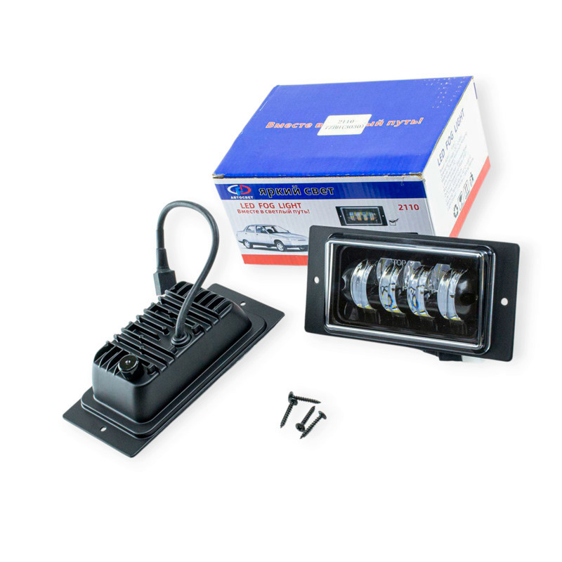 Фара 2110-2115 LED 40W 7 диодных элементов white, yellow металлический корпус (к-кт 2 шт) противотуманная Мукачево - изображение 1