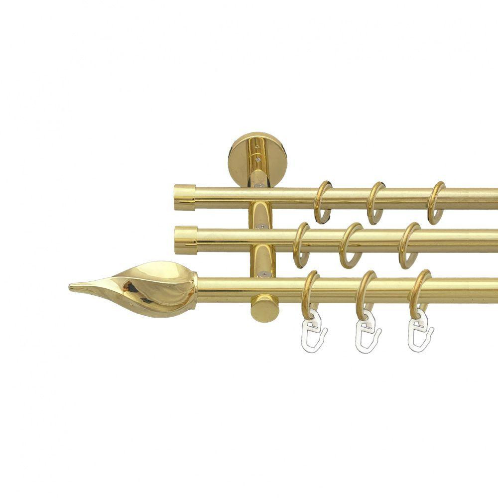 Карниз Orvit Твісто металевий трирядний циліндр (20 см) гладка труба кільце металеве Золото 16\16\16 мм 300 см (00-00014746) Львів - фото 1