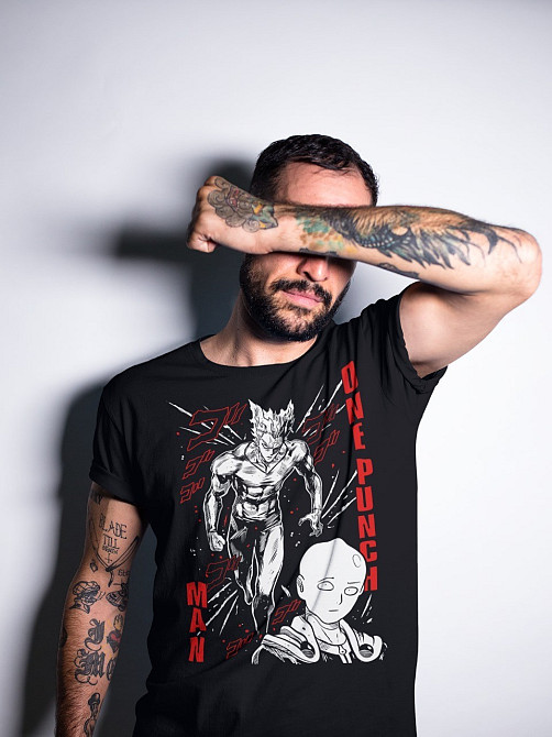 Футболка для мальчика аниме Саитама Оне Пункх Ман оверсайз (рост от 165 до 180 ) Черний AnimeJ0468m Днепр - изображение 2