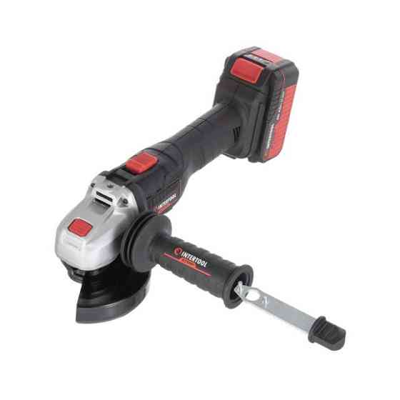 Шліфмашина кутова акумуляторна безщіткова 20 В, 125 мм, 10000 об/хв, Li-ion, 4,0 Ач, ЗП 4 A, кейс INTERTOOL WT-0366 Київ