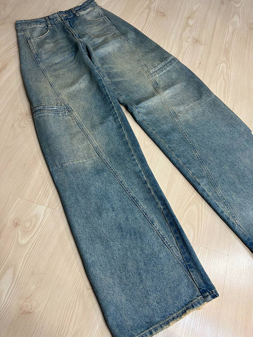 Джинсы женские Its Basic 3123 cargo fit косой шов карманы сбоку винтаж широкие голубые, голубой, 34, Одесса - изображение 4