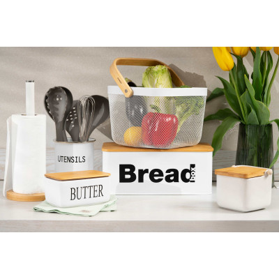 Фруктовница Ardesto Midori з ручкою 25х24.5х18см, метал, дерево, білий (AR0901W) Винница - изображение 7