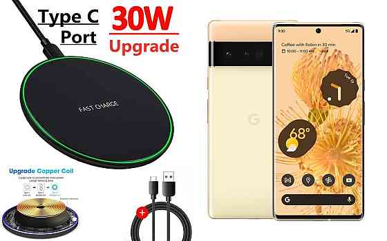 Бездротовий зарядний пристрій Copper до 30W для Google Pixel 9, Pixel 9 Pro, Pixel 9 Pro XL, USB-C, LED Київ