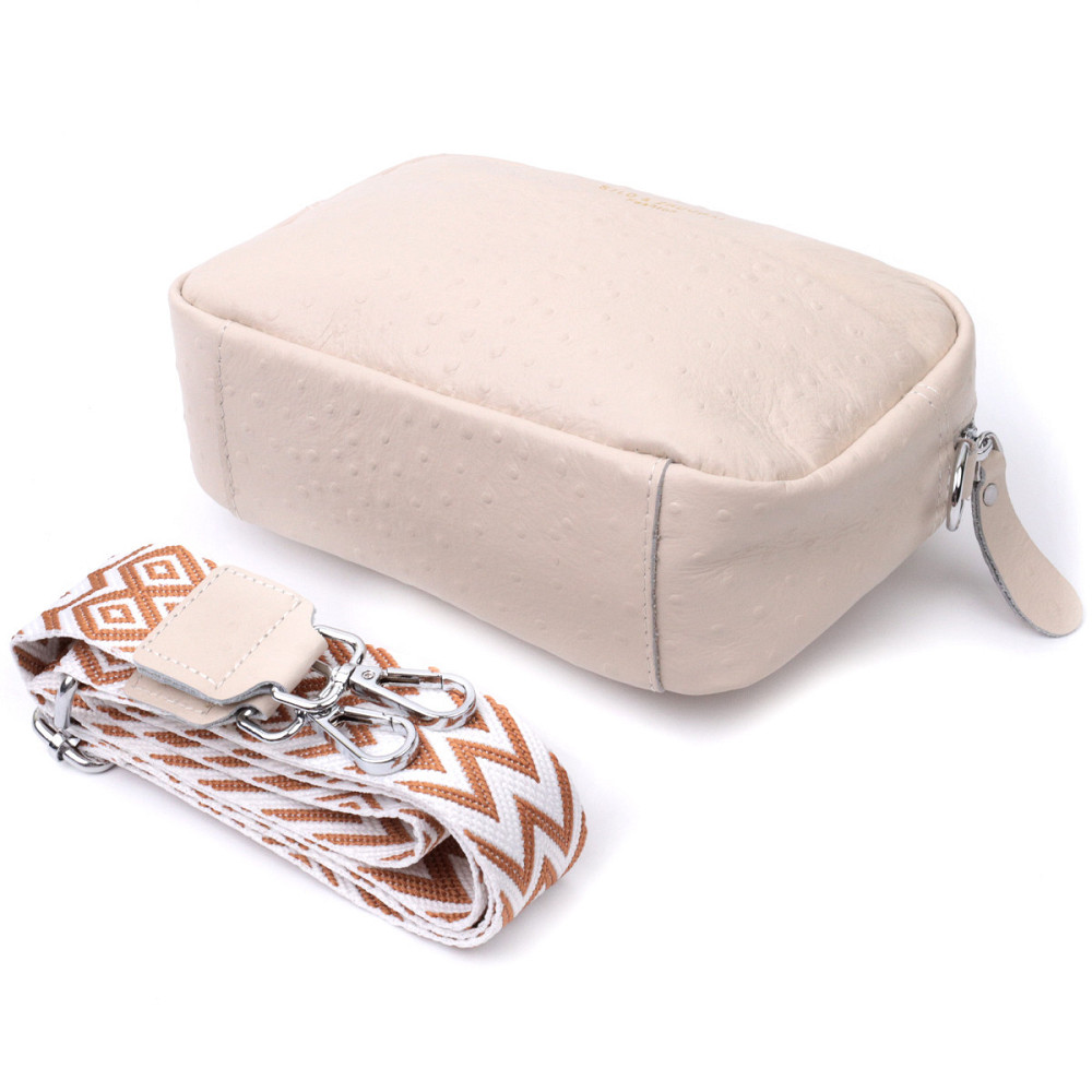 Фактурная женская сумка из натуральной кожи Vintage 22660 Белая Киев - изображение 7